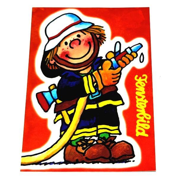 Postkarte - Fensterbild Feuerwehrmann - Berlin - Online-Shop